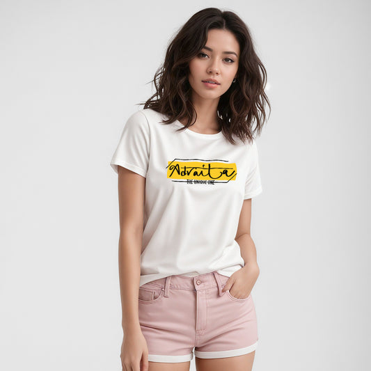 Advaita - The Unique One - White Printed Tshirt - Women