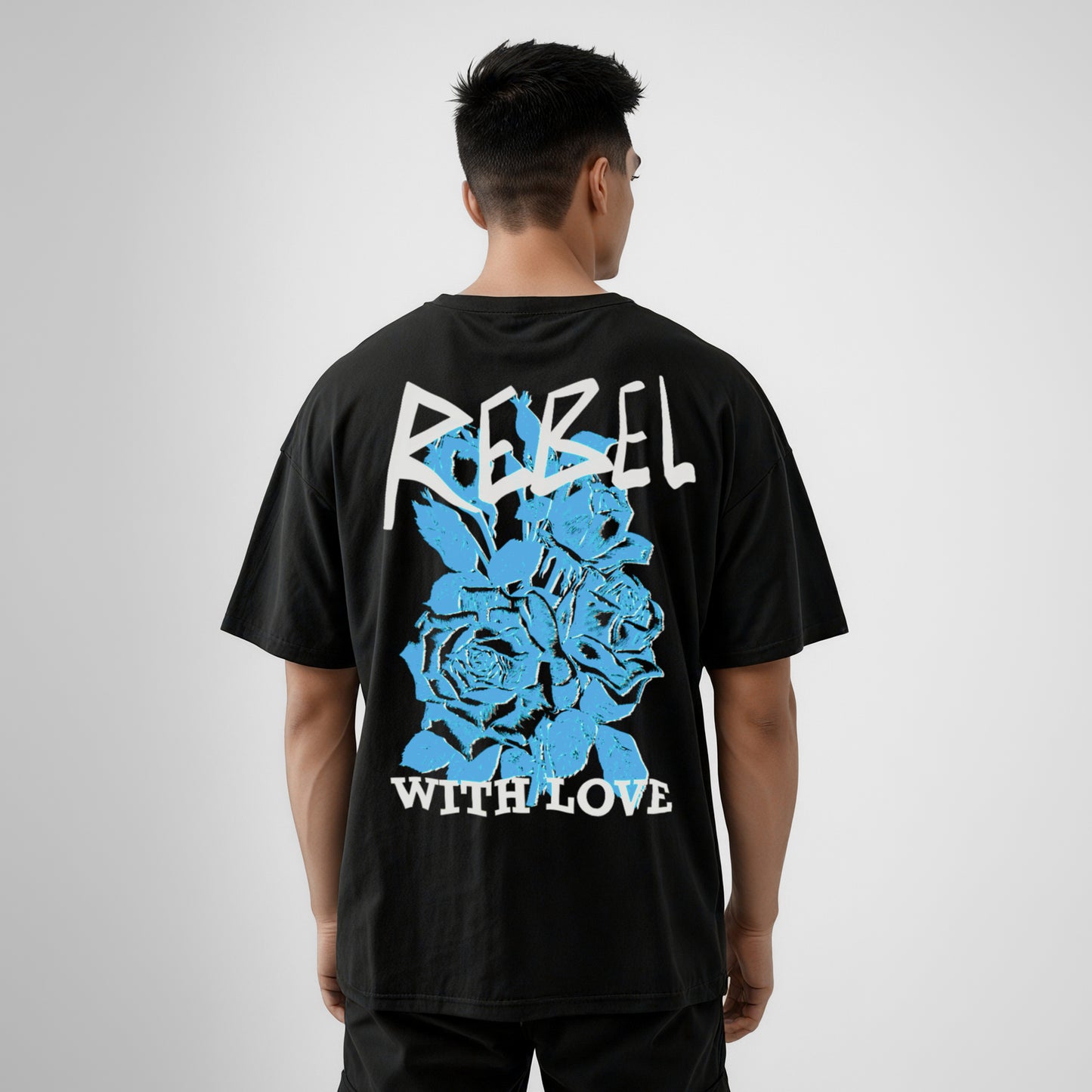 Rebel with Love - Black Oversized TShirt Men