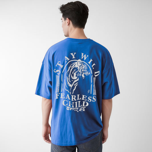 Stay Wild - Royal Blue Oversized T Shirt