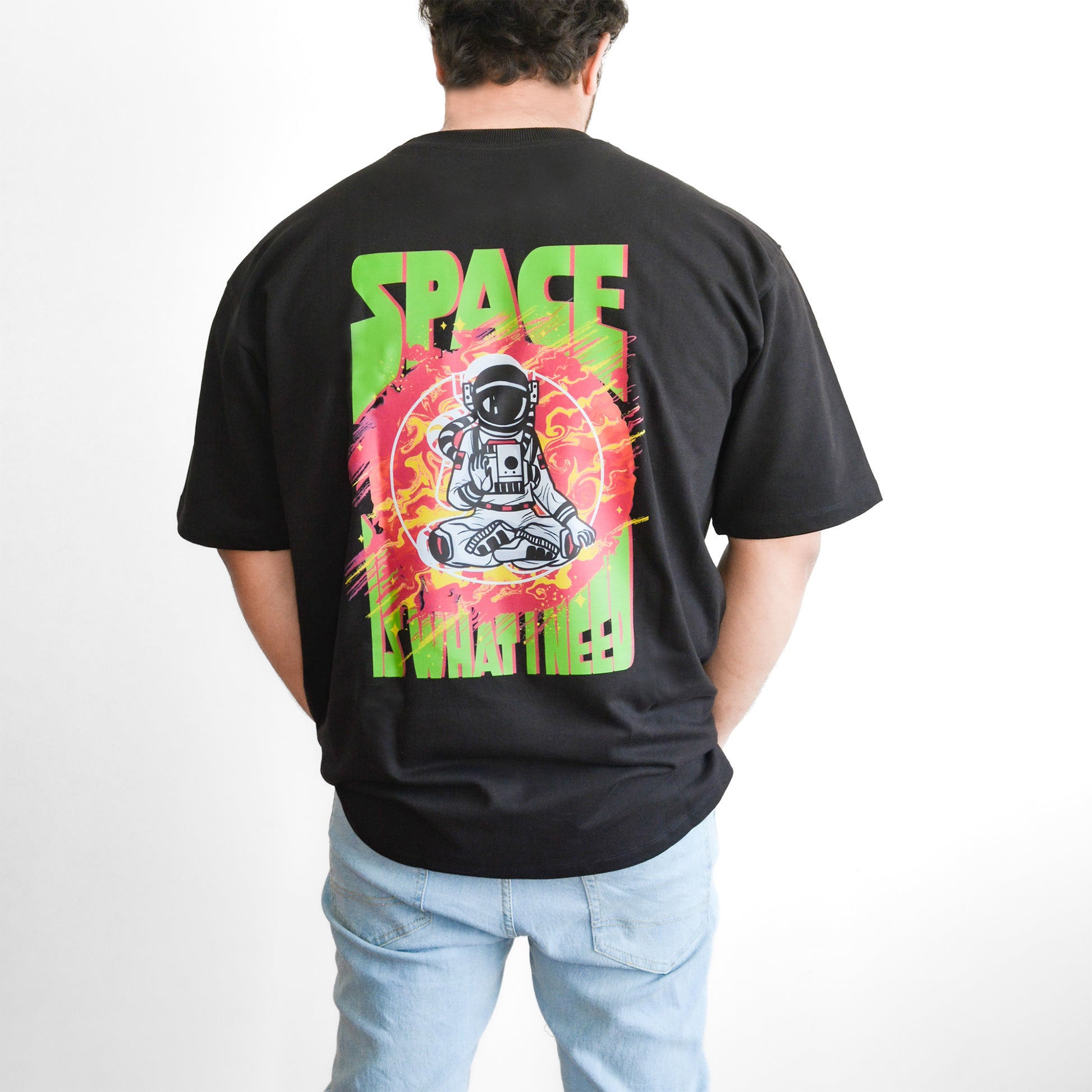 Space - Mens Oversized T Shirt Black