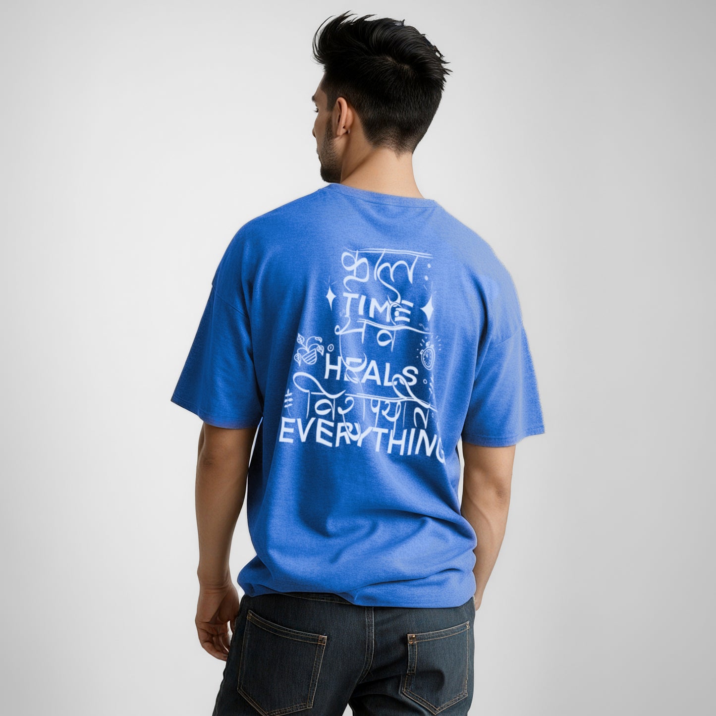 Time Heals Everything - Blue Oversized TShirt