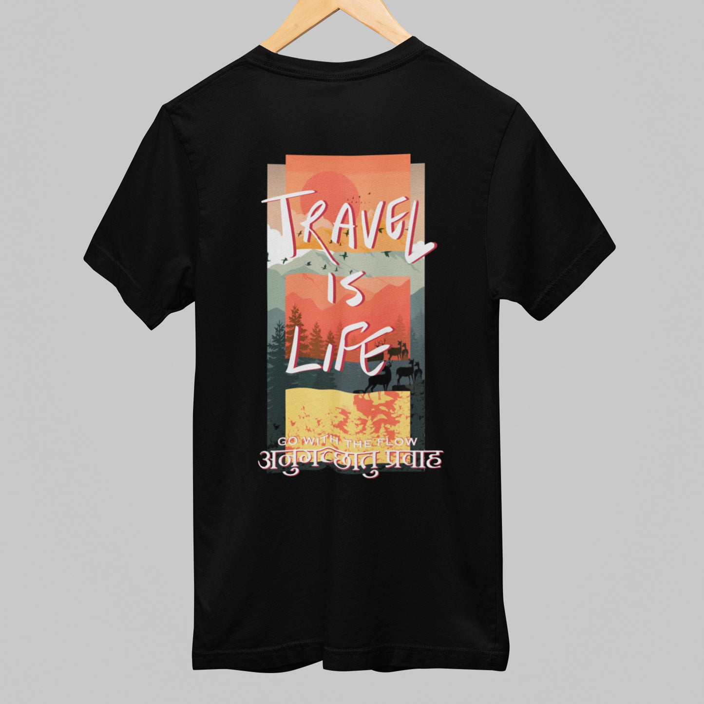 Travel is Life - Black color T Shirt