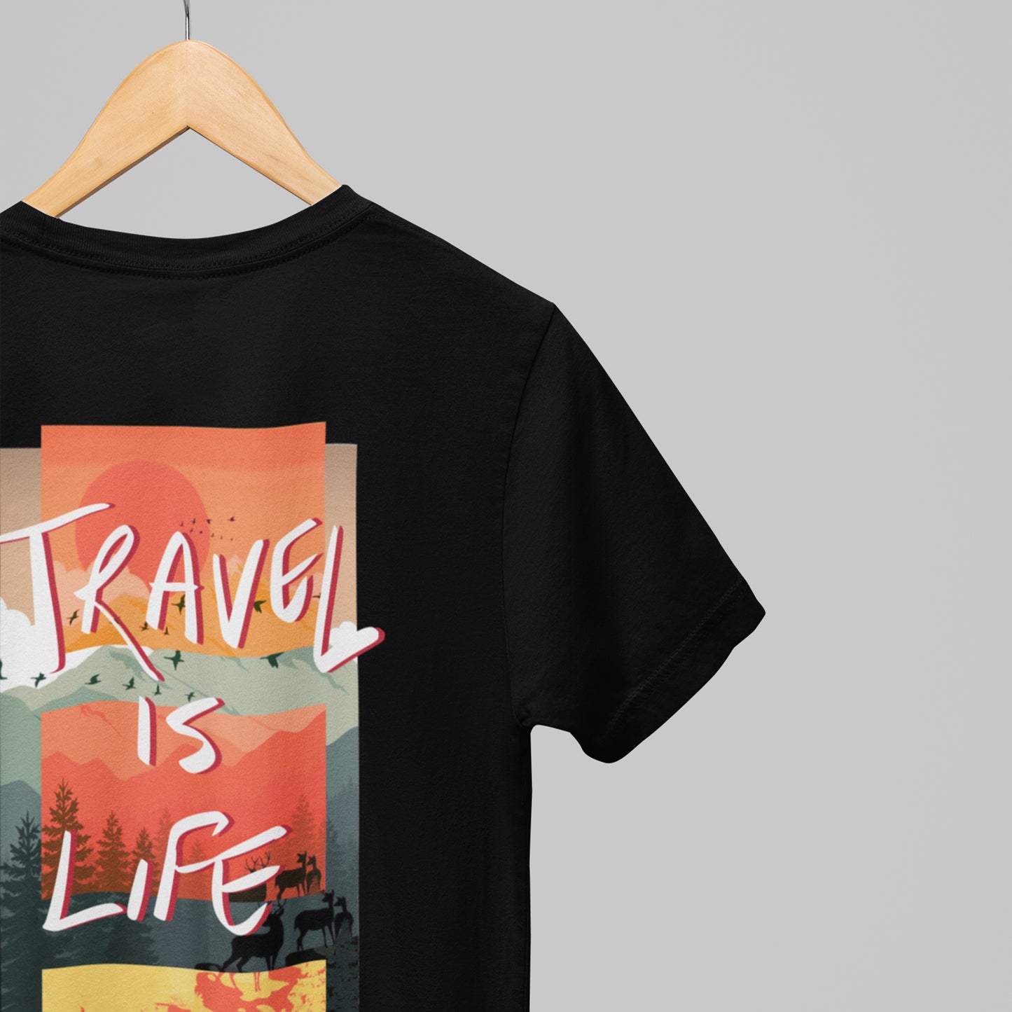 Travel is Life - Black color T Shirt