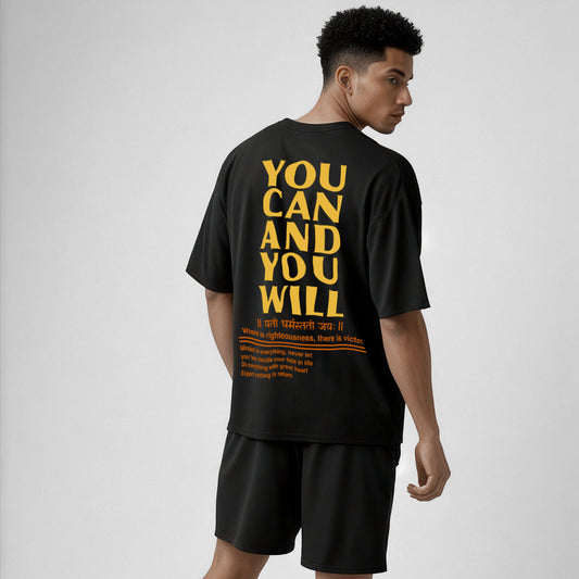 You Can - Mens Black Oversized T Shirt