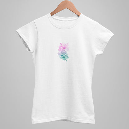 FEATHER PRINTED WHITE GRAPHIC T SHIRT