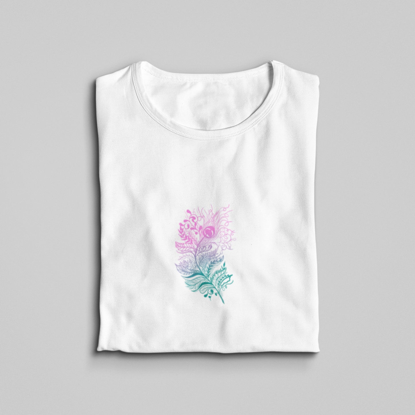 FEATHER PRINTED WHITE GRAPHIC T SHIRT